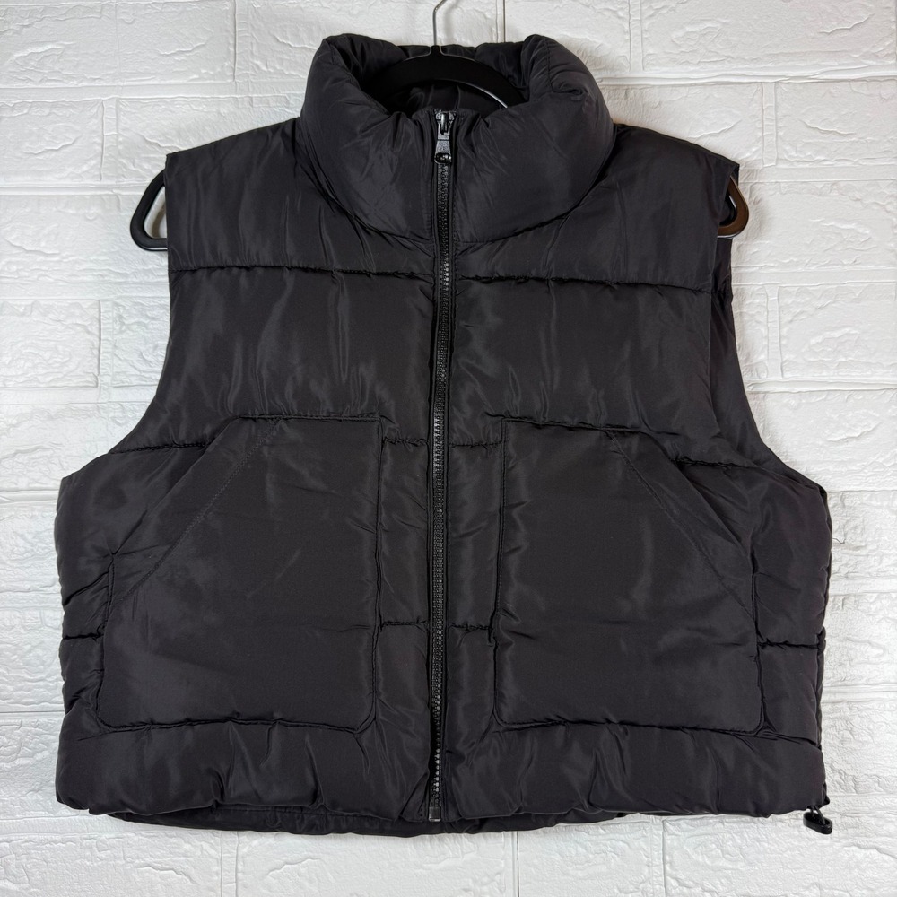 Love Tree Puffer Vest Women Medium Black Sleeveless Full Zip Quilted Padded